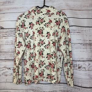 Cream Floral Long Sleeve Shirt with turtle neck